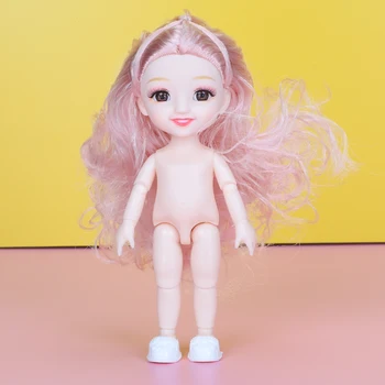 6 inch Zâmbind Papusa Cu Fata Mobile Articulate Nud Corpului Feminin Maro Auriu Roz Parul Lung Papusa Drăguț Kawaii Jucarii si Cadouri Pentru Fete