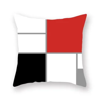 Roșu Negru Model Geometric Poliester Pernă De Sufragerie, Pernele De Acoperire Mașină De Decorațiuni Interioare Decorative Canapea Pillowcase40548