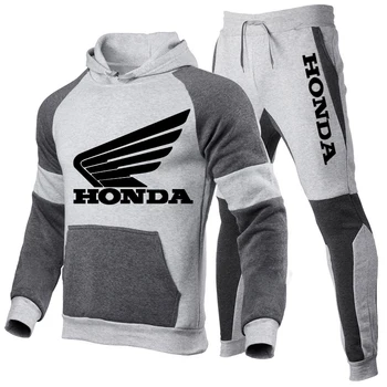 2021 Nouă Tendință Mens Trening Masina Honda Logo Hoodie Costum 2 Piese Tricou&Pantaloni Barbati Sport Set Streetswear Execută Îmbrăcăminte