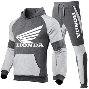 2021 Nouă Tendință Mens Trening Masina Honda Logo Hoodie Costum 2 Piese Tricou&Pantaloni Barbati Sport Set Streetswear Execută Îmbrăcăminte