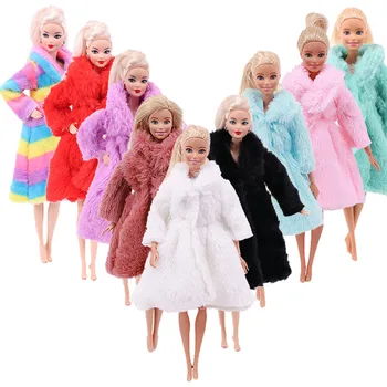 Barbie Rochie cu Maneca Lunga Moale Haină de Blană Topuri Rochie de Cald Iarna Casual Uzura De 12 țoli Barbie Haine Accesorios30cm Fete Jucarii