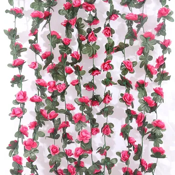 2,5 M Artificiale flori de trandafir rattan toamna Mici Bujor Șir decor de mătase fals ghirlanda pentru nunta acasă hotel Garden Decor