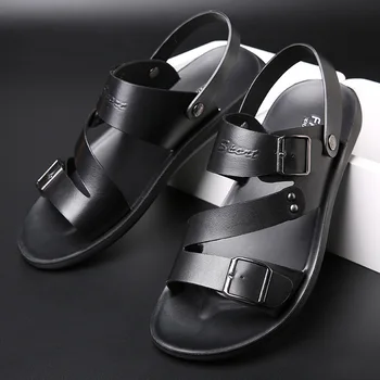 Sandale Bărbați 2020 Piele Barbati Pantofi De Vara Omul Nou Casual Confortabil Desculț Sandale Barbati Pentoufle Homme Adult
