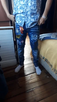Brand de Top Dsq2 Blugi Italia Stil Marcă de Blugi Barbati Slim Jeans Mens Pantaloni Denim Pantaloni cu Fermoar Albastru Gaura Creion Pantaloni Jeans pentru Bărbați