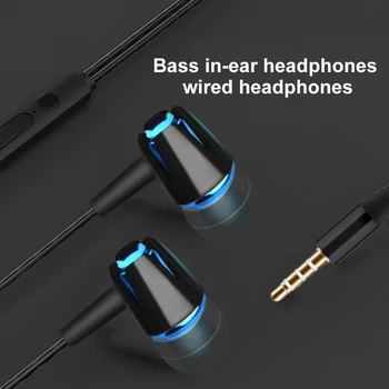 3 Culori Universale Normal/Luminos Sârmă Grele Bass În ureche 3.5 mm Căști cu Microfon Anti-coroziune Fir de 1.2 m, Luminos Căști