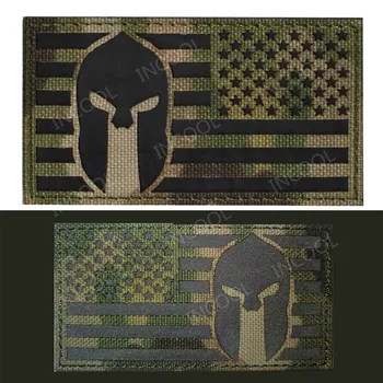 IR Infraroșu Reflectorizante American Flag Patch-uri Brodate Tactic Craniu Patch-uri Emblema Casca de Cauciuc Broderie Ecusoane