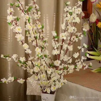 115CM înălțime Artificială de Cireșe Primăvară Prune Floare de Piersic Ramură de Flori de Mătase Copac Pentru Petrecerea de Nunta de Decorare roz culoare alb