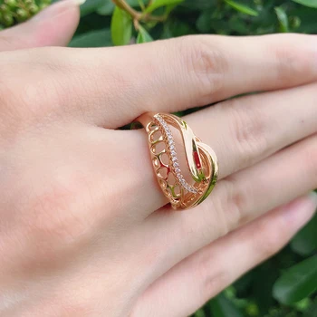 Kinel Nou Neobișnuit 585 Aur roz Natural Zircon Ring Moda Geometrie Cruce Inele pentru Femei Vintage Bijuterii de Nunta