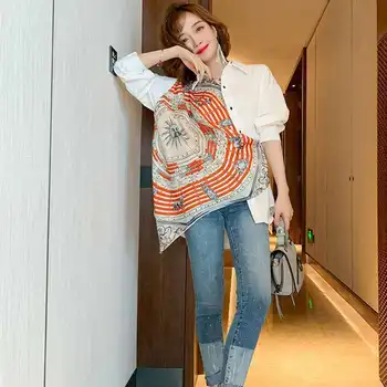Femei Primavara Toamna Bluza Stil Camasa Femei Imprimate Butonul Tipărite Guler de Turn-Down Casual Vintage Topuri SP1367