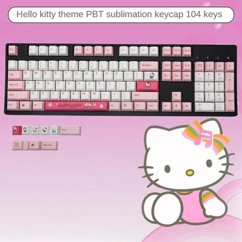 104-key HelloKitty Keycap PBT Sublimare Cherry Înălțimea Profilului DIY Mecanice Keyboard Keycap Cherry MX Comutator 8.0 IKBC 60/87