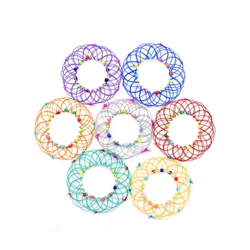 Cerc de fier Inel Jucărie Magic Mandala Coș de Flori Jucărie mai Multe Modificări Sârmă de Fier Cerc Jucărie cu Margele de Culoare Sute de Coș de Flori