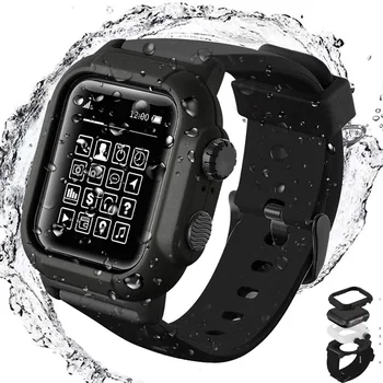 Caz impermeabil Ceas Trupa pentru Apple Watch Band 6 44mm Iwatch Seria 5 4 pentru Apple Watch 3 42mm Curea Sport Brățară Accesorii