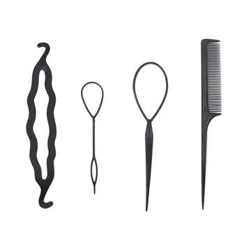 Instrument păr 4buc Coada de cal Creator de Plastic Buclă Instrumente de Styling de Păr Impletituri Bun Producator de Instrumente de Hair Styling Messy Bun Fete Femei Cret