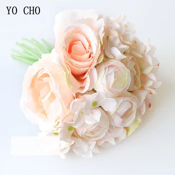 YO CHO Flori Artificiale de Mătase Crescut Fals Hortensie domnisoara de Onoare Mini Buchet de Flori Acasă Decor Petrecere Wedding Planner Consumabile
