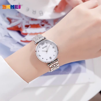 Noua Moda Cuarț Femei Ceas SKMEI Brand Doamnelor Analog Cuarț Ceas de mână cu Diamant de Lux Inoxidabil rezistent la apa Ceasul 1800