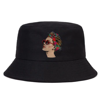 Vara Vogue Print Doamna Casual Pălărie Femei Bărbați Panama Găleată Cu Capac Design Plat Vizorul Harajuku Streetwear Pălărie De Pescar