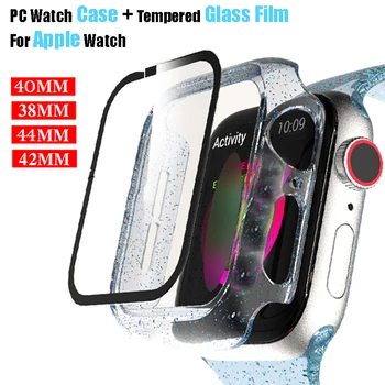 Transparent TPU Caz Ceas+Film Pentru Apple Watch SE 6 5 4 44mm 40mm Temperat Film Acoperi Caz Pentru IWatch Seria 3 2 38mm 42mm