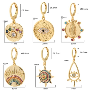Ochi Amuleta Picătură Cercei pentru Femeile Bohemia Colorate Hoop Cercei de Aur de Moda cercei la Modă, Cercei Zircon Cubic de Cupru