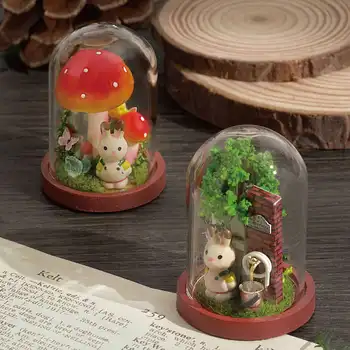 DIY Casa din Lemn, Case de papusi in Miniatura, Mobilier casă de Păpuși Kit-ul cu LED-uri de Jucarii pentru Copii Cadou de Crăciun Mini Casa