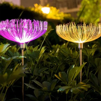 2 buc 7 Culori Led Optic Meduze Fibre Lampă Solară Pentru Grădină Decor Impermeabil Schimbare de Decor în aer liber Pentru Gazon Yard Lumina