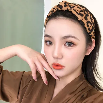 Moda coreeană femei bentita Femei Bandă Largă Leopard de Imprimare Înnodate Ghepard Benzi Folie de Cap Banda de Păr legături de păr
