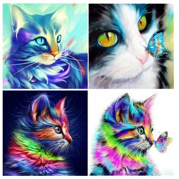 5D DIY Diamant Pictura cruciulițe Animal pisică de culoare Diamant Broderie Plină Patrat/Rotund Stras De Imagine