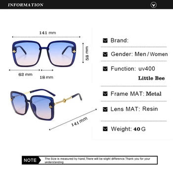 Supradimensionate Mic de Albine ochelari de Soare pentru Femei Vintage Brand de Lux Metal Ochelari de Soare Femei Pătrat Oculos Gafas Lentes De Sol 2021