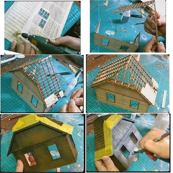 1:35 Ruinele Casei Europene Militar Model Clădire Scena DIY Face Kituri de Jucărie
