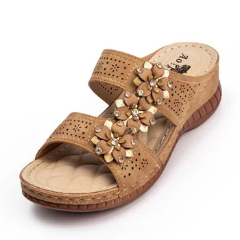 BEYARNEWomen Papuci de Moda de Vară Floare pană Plaja Pantofi Casual Fund Gros Confortul Doamnelor Papuci de Mari Dimensiuni Femei pantofi