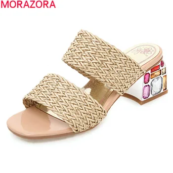 MORAZORA plus dimensiune 33-46 pantofi de vara pentru femeie de moda elegant pentru femei papuci confortabili din piele pu pentru femei catâri pantofi alb