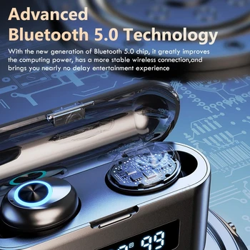 TWS Bluetooth 5.0 Căști Stereo fără Fir Căști cu Microfon Gamer Cască Mini Touch Pavilioane 2000mAh Banca de Putere VS F9