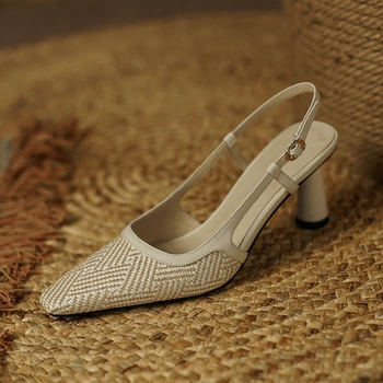 Retro Elegant Spate Curea Pantofi de Femeie Tocuri 2021 Vara Noi Catarama Culori Amestecate Sandale pentru Femei Nuntă Pompe Tocuri de Pantofi Femei