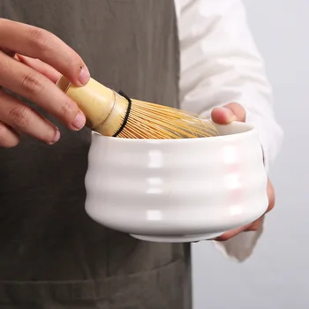 4 bucati / set tradițional set cadou Matcha Matcha praf de bambus lingura ceramice bol Matcha praf holder set de ceai Japonez