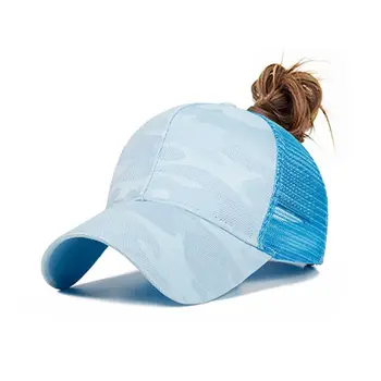 Camuflaj Șapcă De Baseball Pentru Femei Vara Coada De Cal Messy Bun Hip-Hop Jacquard Ochiurilor De Plasă Respirabil Spate Reglabil Snapback Hat Soare Prote