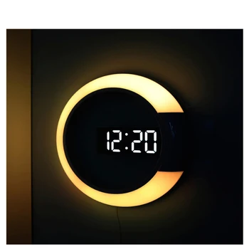 7 Culori Moderne LED Ceas Digital Ceas cu Alarmă Oglindă Perete Gol Ceas Temperatura Veioza Pentru Casa Living Decoratiuni