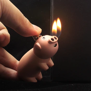 Butan Brichetă Creative Mini Porc Duble de Incendiu Portabile Bricheta Gadget Accesorii de Fumat 