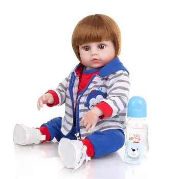 KEIUMI Moda Realiste Renăscut baietel Plin de Silicon Vinil Corp poate să Cadă Atât de Adevărat Nou Renăscut Baby Dolls Pentru Copil cadou