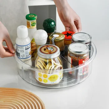 Rotație de 360 de Stocare Tăvi Cabinet Organizator de Condimente Bea Cosmetice Raft de Depozitare PET Transparent placă Turnantă Pentru Bucătărie, Baie