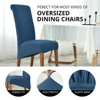 Jacquard supradimensionate XL scaun de luat masa acoperi stretch spandex stretch lung înapoi acoperă scaun husă lavabilă bucătărie, scaun banchet