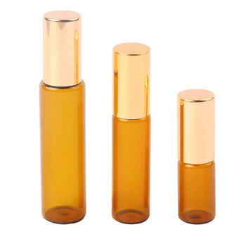 1 ML 2 ML 3 ML 5 ML 10 ML Amber Rola Pe Rola de Sticla Pentru Uleiuri Esențiale Reîncărcabile Sticla de Parfum Deodorant Containere de Vânzare Fierbinte