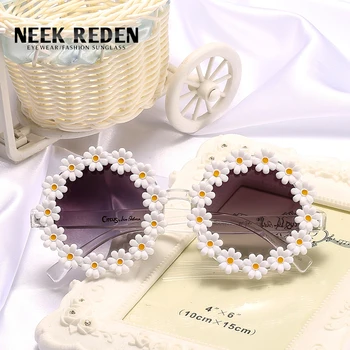 Trendy ochelari de Soare Femei Rotund de Flori în aer liber Personalitatea Sunnglases Doamnelor Petrecere Ochelari Parasolar Stil coreean Sunglasess