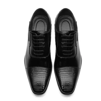 Oamenii Formale Pantofi 2019 Toamna & Iarna Marca Rochie de Mireasa Pantofi Barbati Nou Relief pantofi Negru de Design vestimentar din Piele Pantofi pentru Bărbați