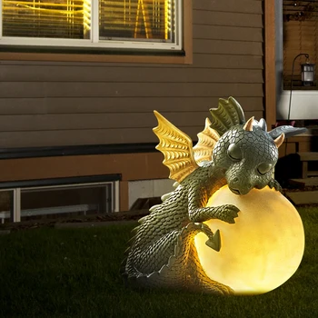 Dinozaur Mic Formă De Meditație Sculptura Acasă Birou Dragon Meditat Statuie În Aer Liber Curte Cadou Amuzant Masă Cameră Decor