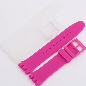 17mm 19mm Silicon Watchband pentru Ceasuri Swatch Înlocuitor de Cauciuc Curea de Ceas Femei Barbati Bratara Impermeabila Rosu Galben Albastru