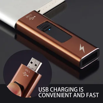 USB Bricheta Arc Subțire de Plasmă Brichete Windproof Electronice Bricheta Reîncărcabile pentru Nefumători fără flacără Gadget-uri pentru Barbati
