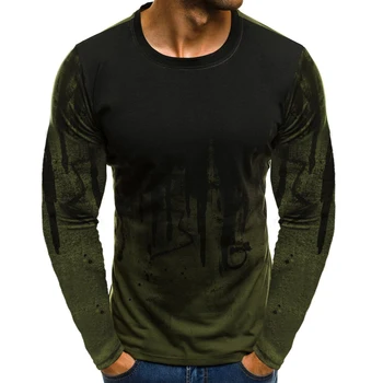 Noul tricou de Camuflaj Imprimat cu Maneci Lungi Casual de Vara Tricou T-shirt de Moda, O-neck T-shirt pentru Bărbați
