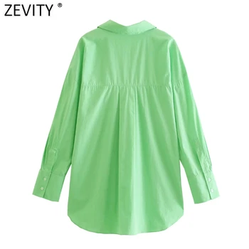 Zevity 2021 Femei pur și Simplu Bomboane de Culoare Neregulate Tiv de Afaceri Femme Camasa Maneca Lunga Bluza Poplin Roupas Chic Blusas Topuri LS9414