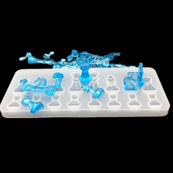 Creative Silicon Cristal de Șah Mucegai Silicon pentru Ornament DIY Rășină de Turnare Ambarcațiunile de Mucegai Instrument