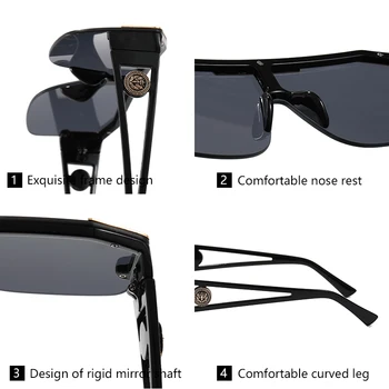 Semi-fără rame, Ochelari de Epocă pentru Bărbați ochelari de Soare Femei Supradimensionat Pătrat de Moda Ochelari de sex Masculin de Conducere Gafas De Sol Mujer de Ciclism