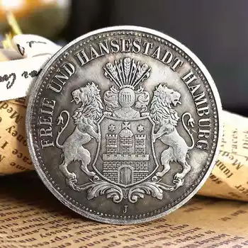 Germania 1896 Hamburg Dublu Leul Vultur Externe Comemorative Europene Monede de Argint de Epocă dolar colle